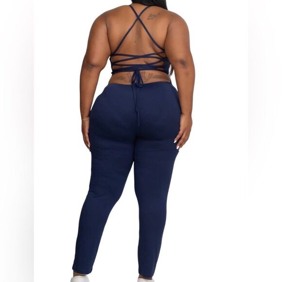 NWT Women’s Plus Size Blue Bodycon/ Backless/ Spaghetti Strap Jumpsuit - Picture 1 of 6